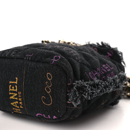 Chanel Denim Quilted Mood Small Bucket With Chain Black Multicolor 9 of 9