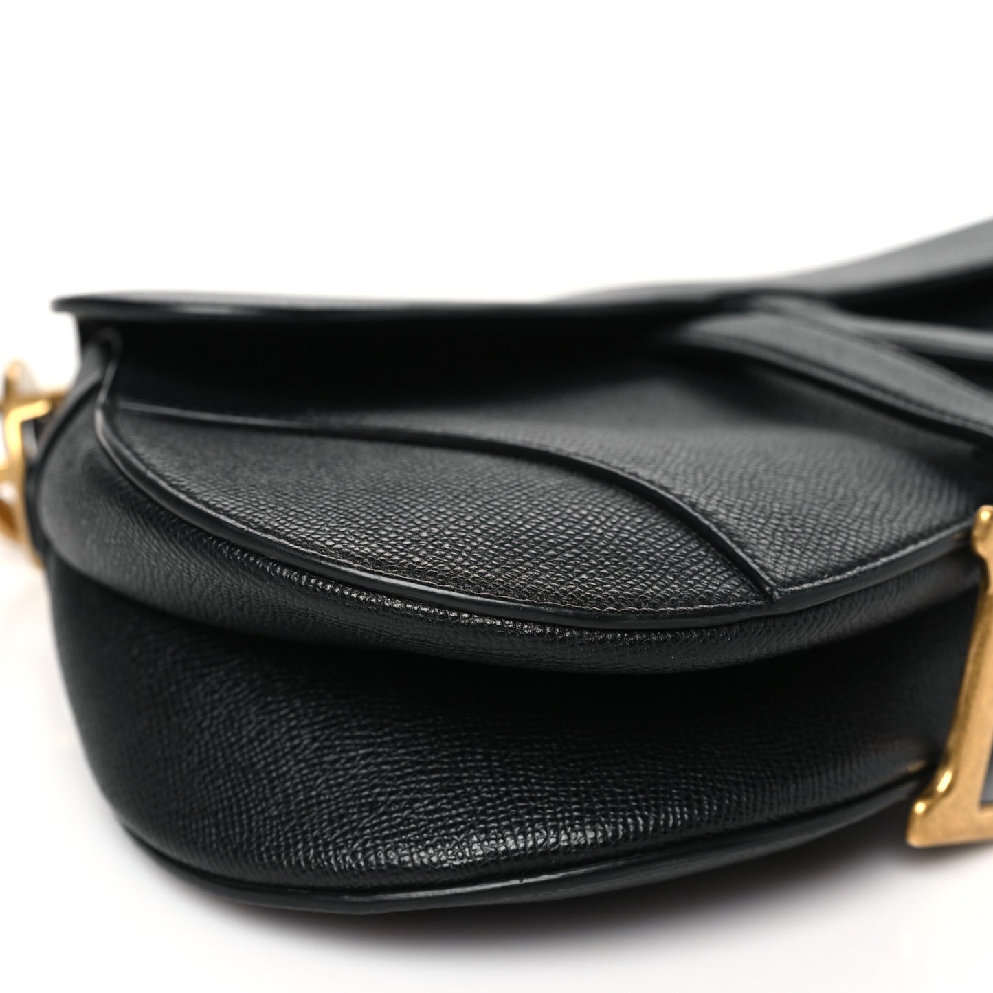 Grained Calfskin Saddle Bag Black