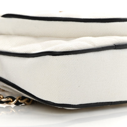 Chanel Canvas Calfskin Tennis Racket Mini Bag White Black 10 of 12