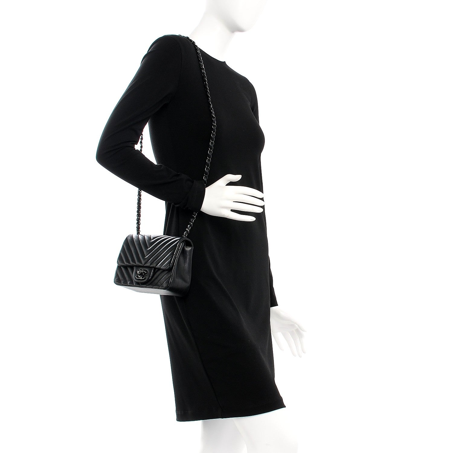 Chanel Lambskin Chevron Quilted Mini Square Flap So Black 2 of 7