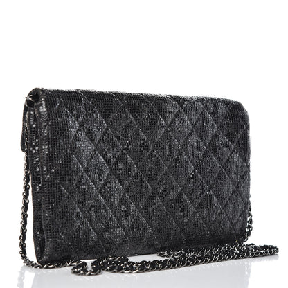 Chanel Iridescent Vinyl Quilted Clutch With Chain Black 3 of 13