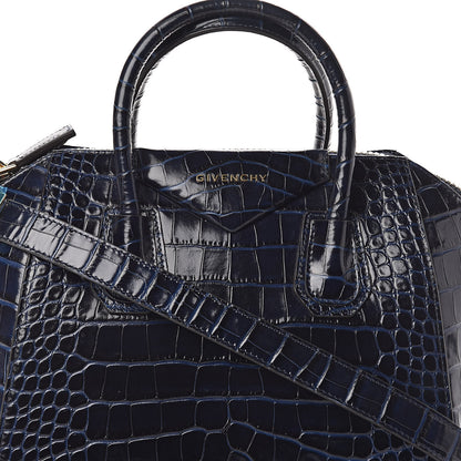 Givenchy Calfskin Crocodile Embossed Small Antigona Deep Blue 7 of 9