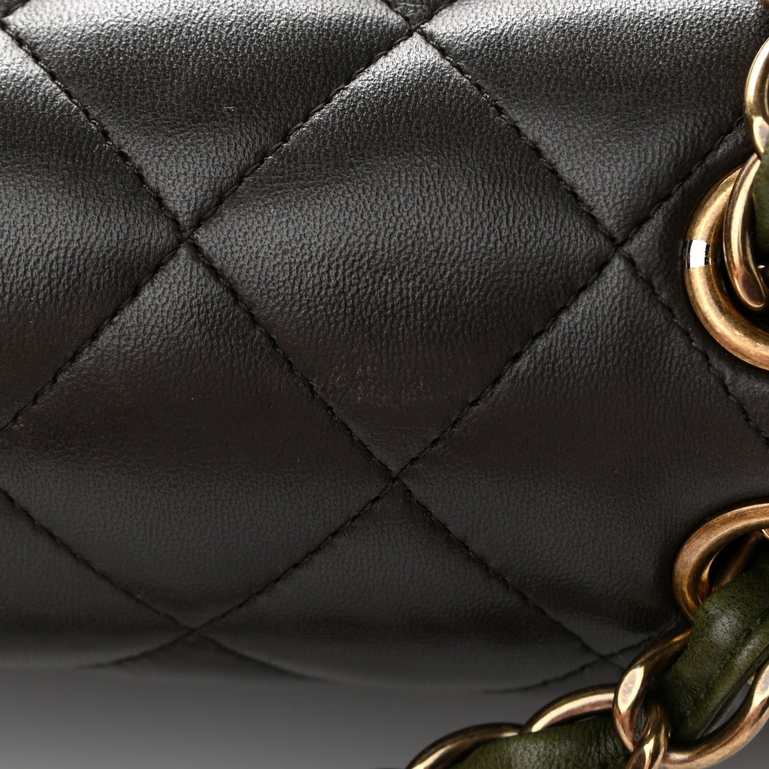 Chanel Lambskin Quilted Tri-Color Jumbo Double Flap Green Brown 12 of 14