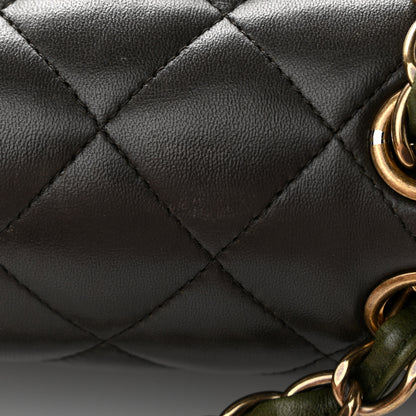 Chanel Lambskin Quilted Tri-Color Jumbo Double Flap Green Brown 12 of 14