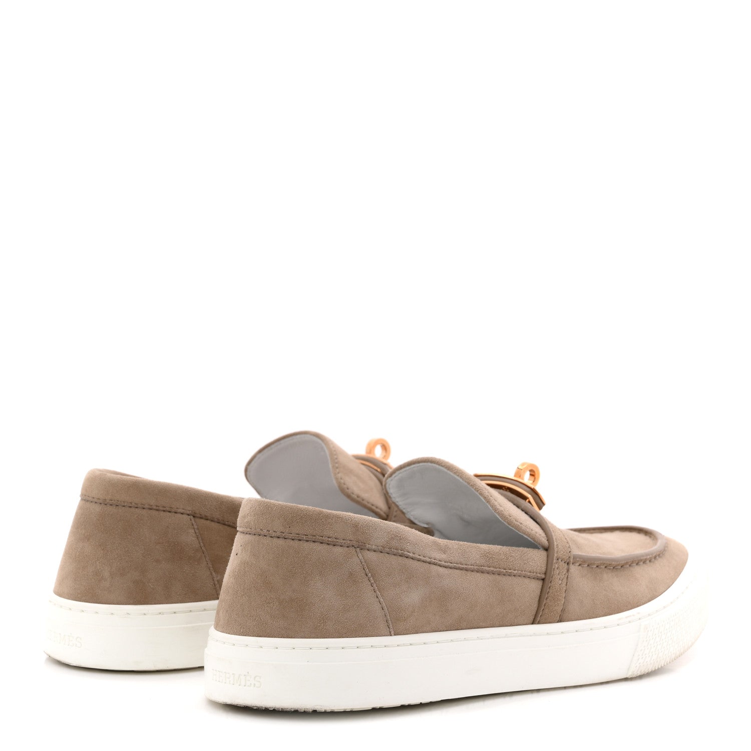 HERMES 靴 Hermes Suede Goatskin Game Slip On Sneakers 38.5 Etoupe 1842789