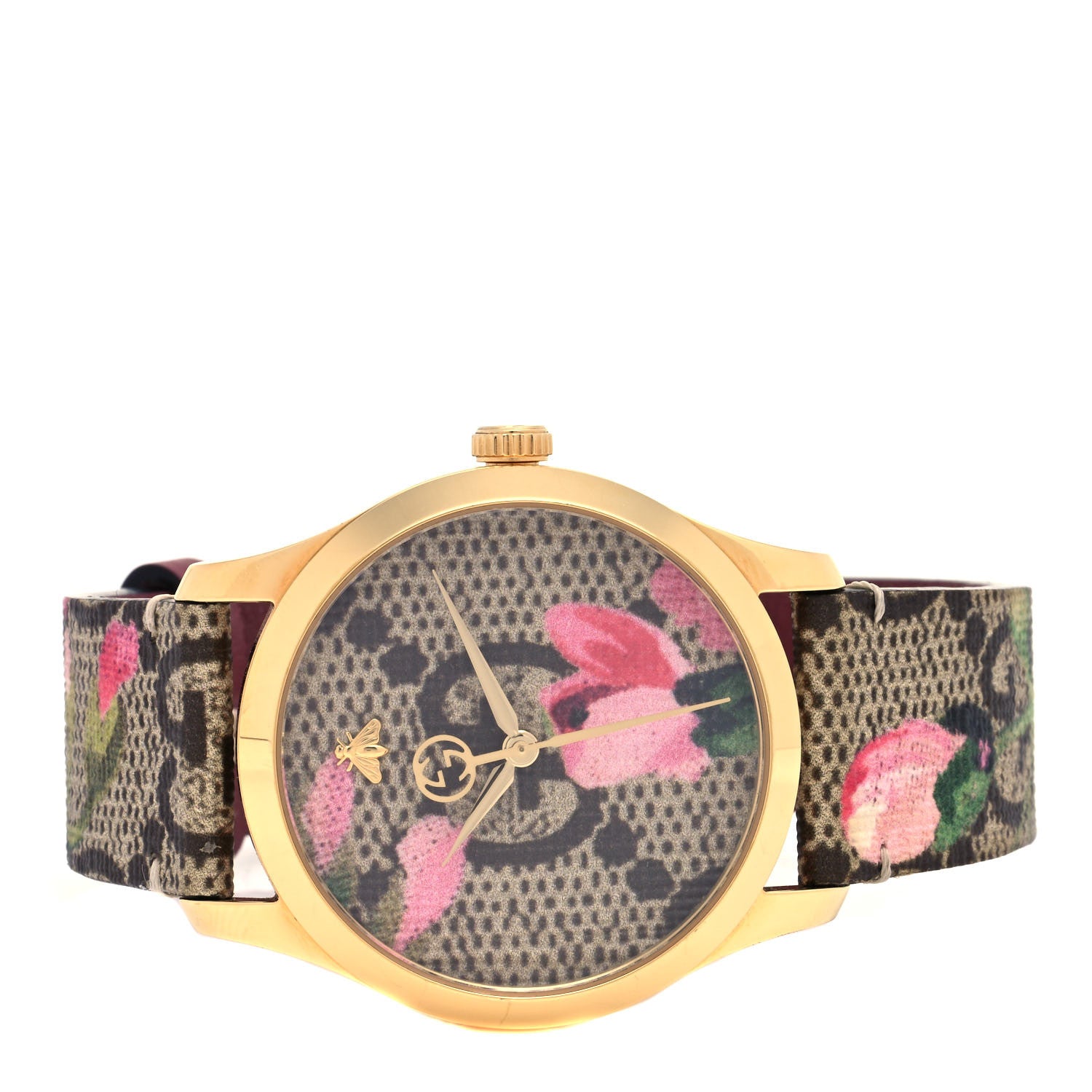 Gucci Stainless Steel Canvas 38mm G-Timeless Supreme GG Blooms Quartz Watch Brown 2 of 4