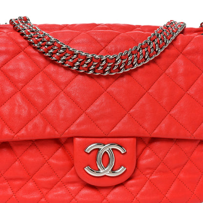 Chanel Washed Lambskin Quilted Maxi Chain Around Flap Red 8 of 12