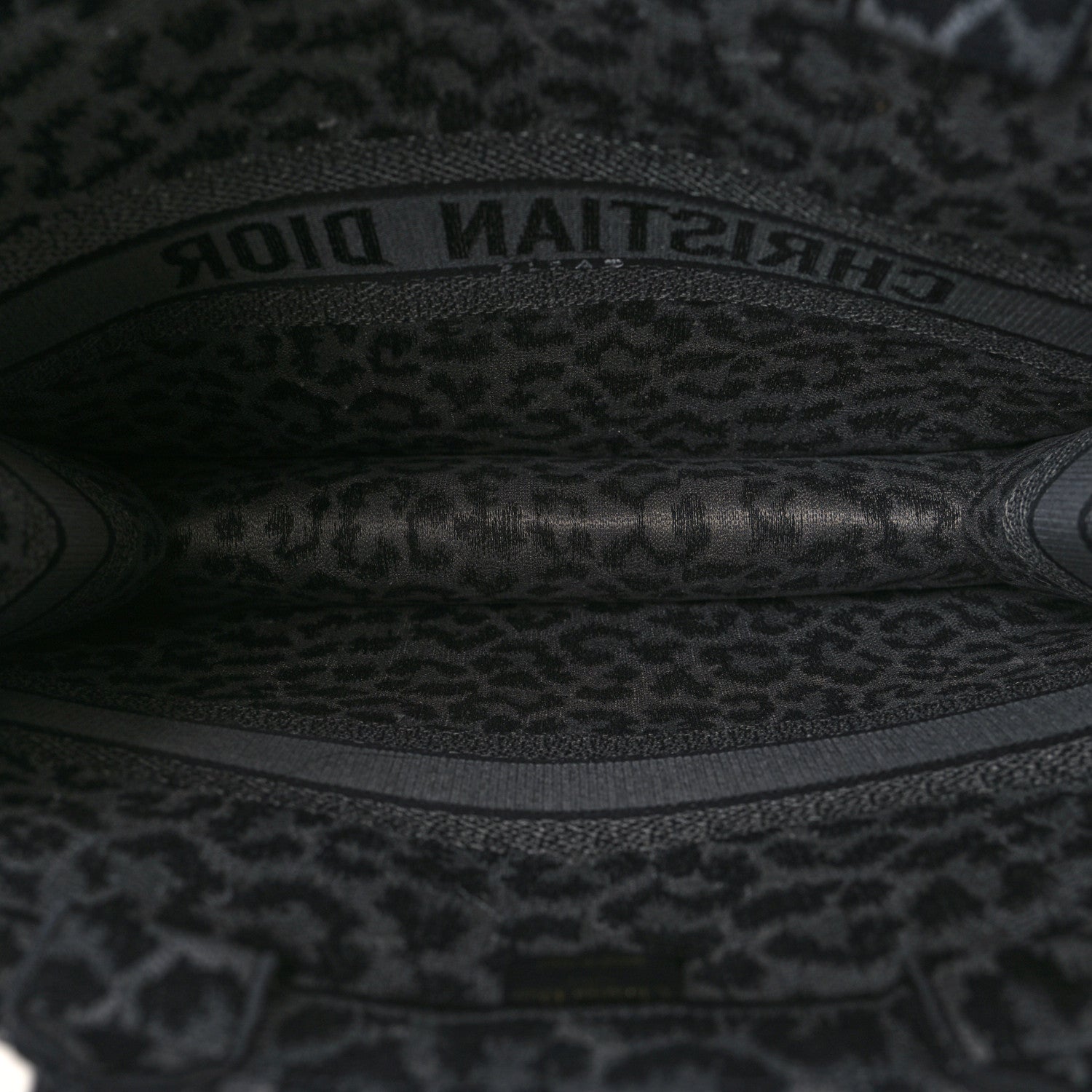 Christian Dior Canvas Mizza Embroidered Large Leopard Book Tote Grey 5 of 9