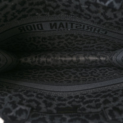 Christian Dior Canvas Mizza Embroidered Large Leopard Book Tote Grey 5 of 9