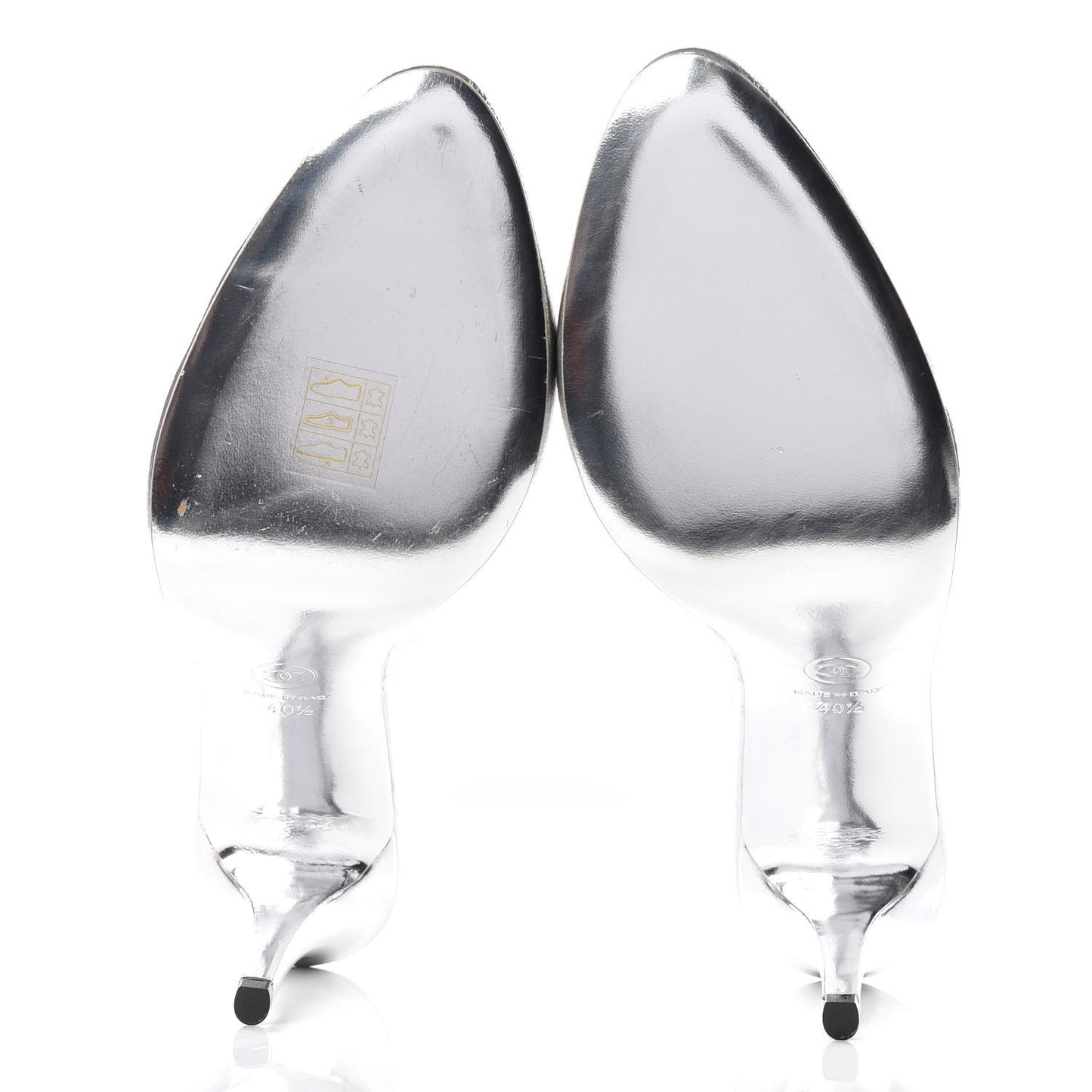 Metallic Goatskin CC Mules 40.5 Silver