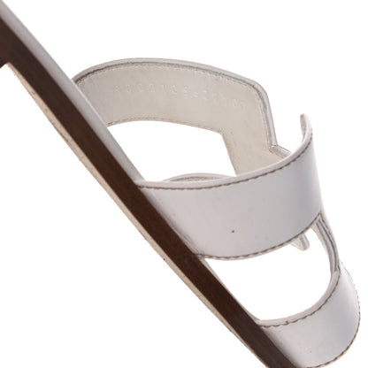 Hermes Box Calfskin Oran Sandals 40 White 7 of 10