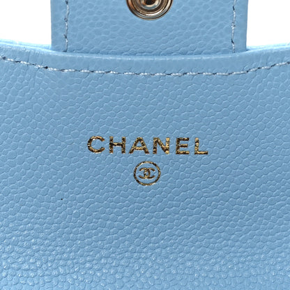 Chanel Caviar Quilted Flap Card Holder Wallet Light Blue 6 of 8