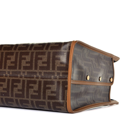 Fendi Glazed Fabric Vitello Century FF 1974 Stamp Patch Medium Peekaboo Defender Cover Mogano Panna Caramello 7 of 8