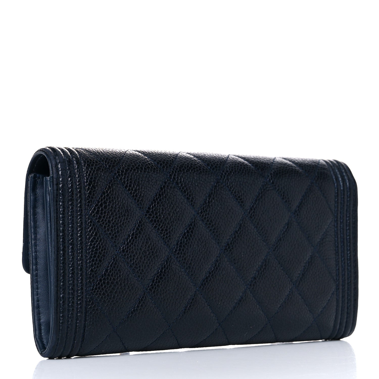Chanel Caviar Quilted Large Boy Gusset Flap Wallet Blue 3 of 20
