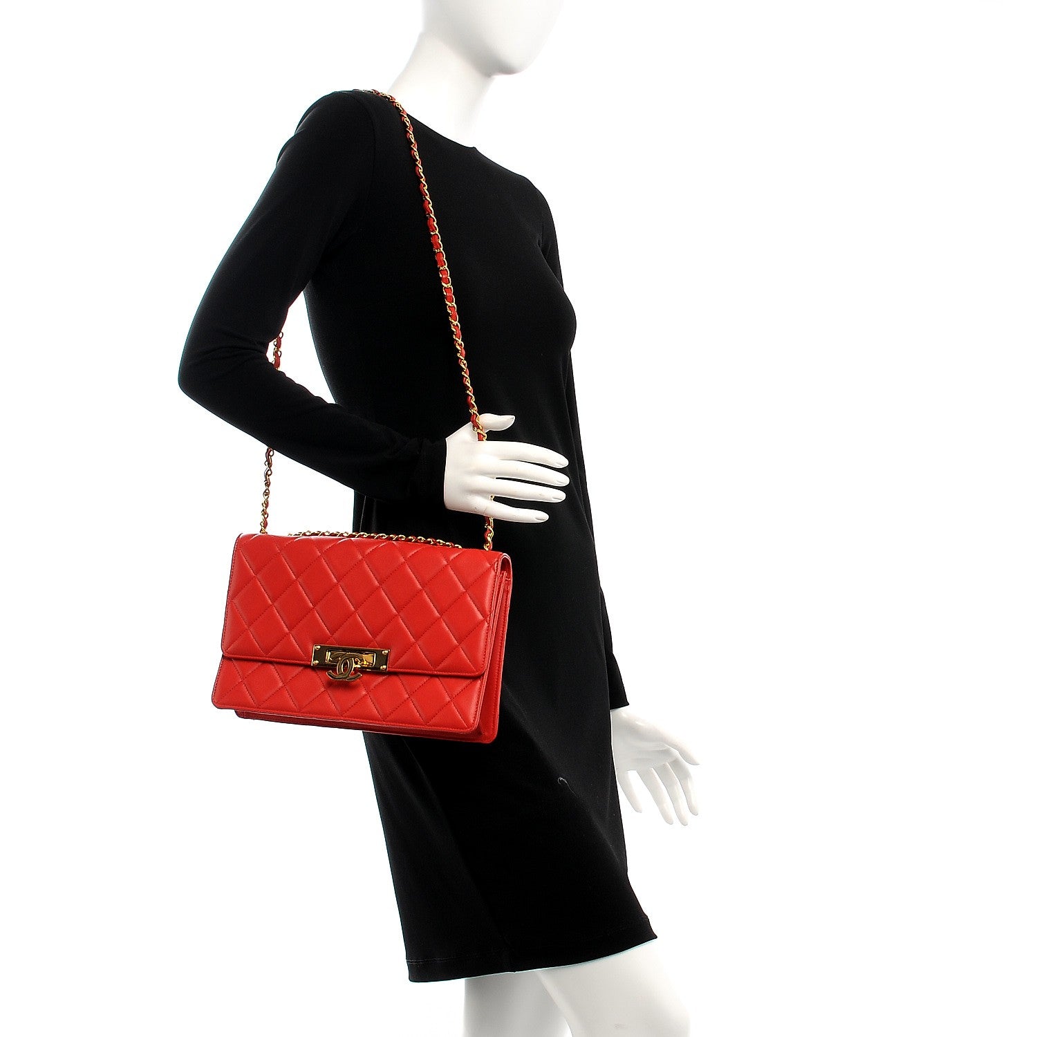 Chanel Lambskin Quilted Large Golden Class Flap Red 2 of 10