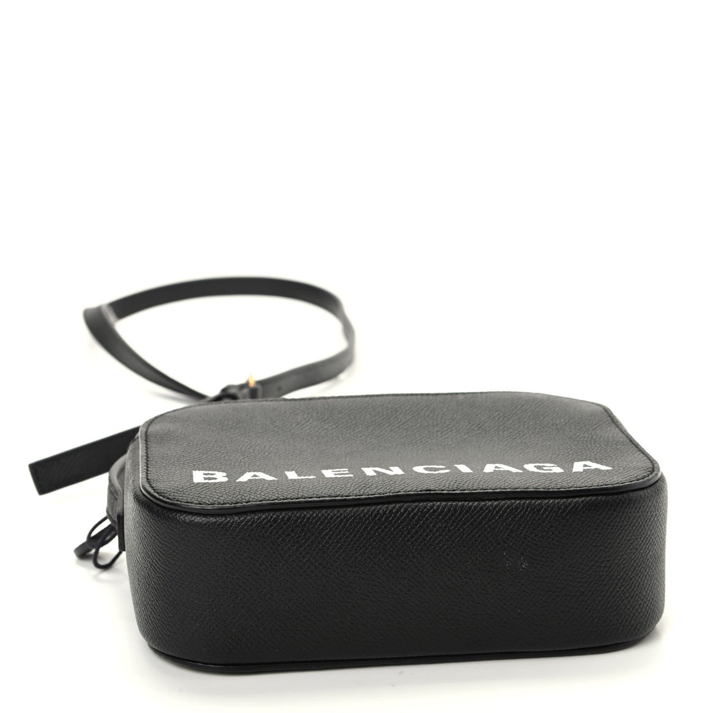 Signature Grained Calfskin Logo XS Ville Camera Bag Black White