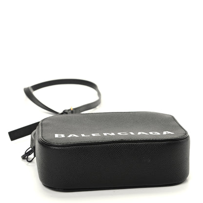 Balenciaga Signature Grained Calfskin Logo XS Ville Camera Bag Black White 4 of 9