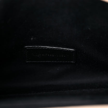 Saint Laurent Grain De Poudre Matelasse Chevron Monogram Envelope Clutch Dark Beige 7 of 9
