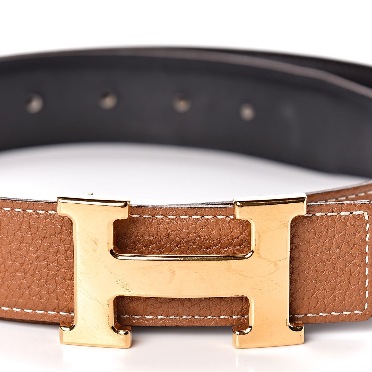 Box Taurillon Clemence 32mm H Belt 85 Black Gold