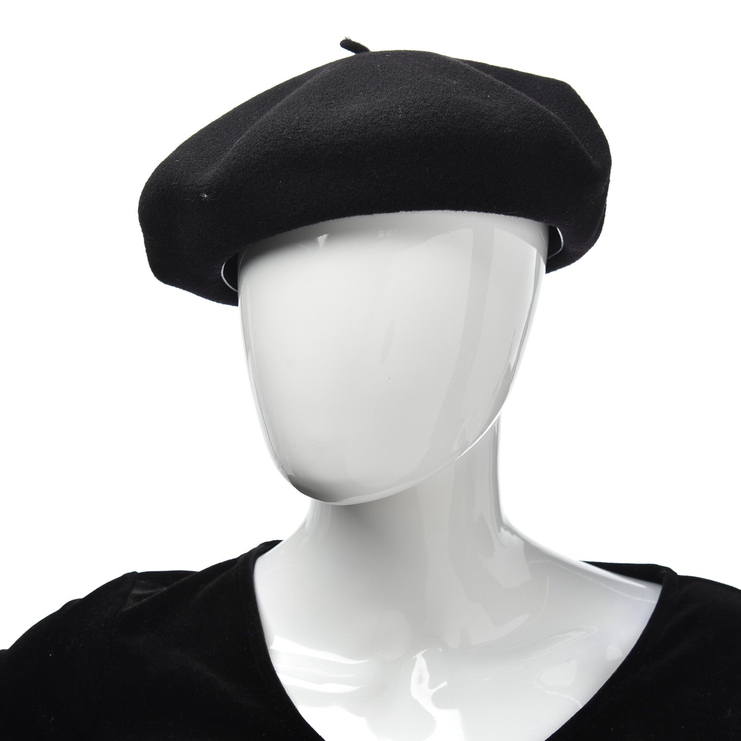 Hermes Merino Wool Clou De Sel Bonnie Beret 58 Black 2 of 5
