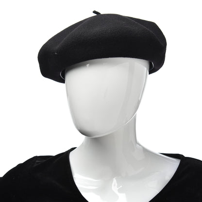 Hermes Merino Wool Clou De Sel Bonnie Beret 58 Black 2 of 5