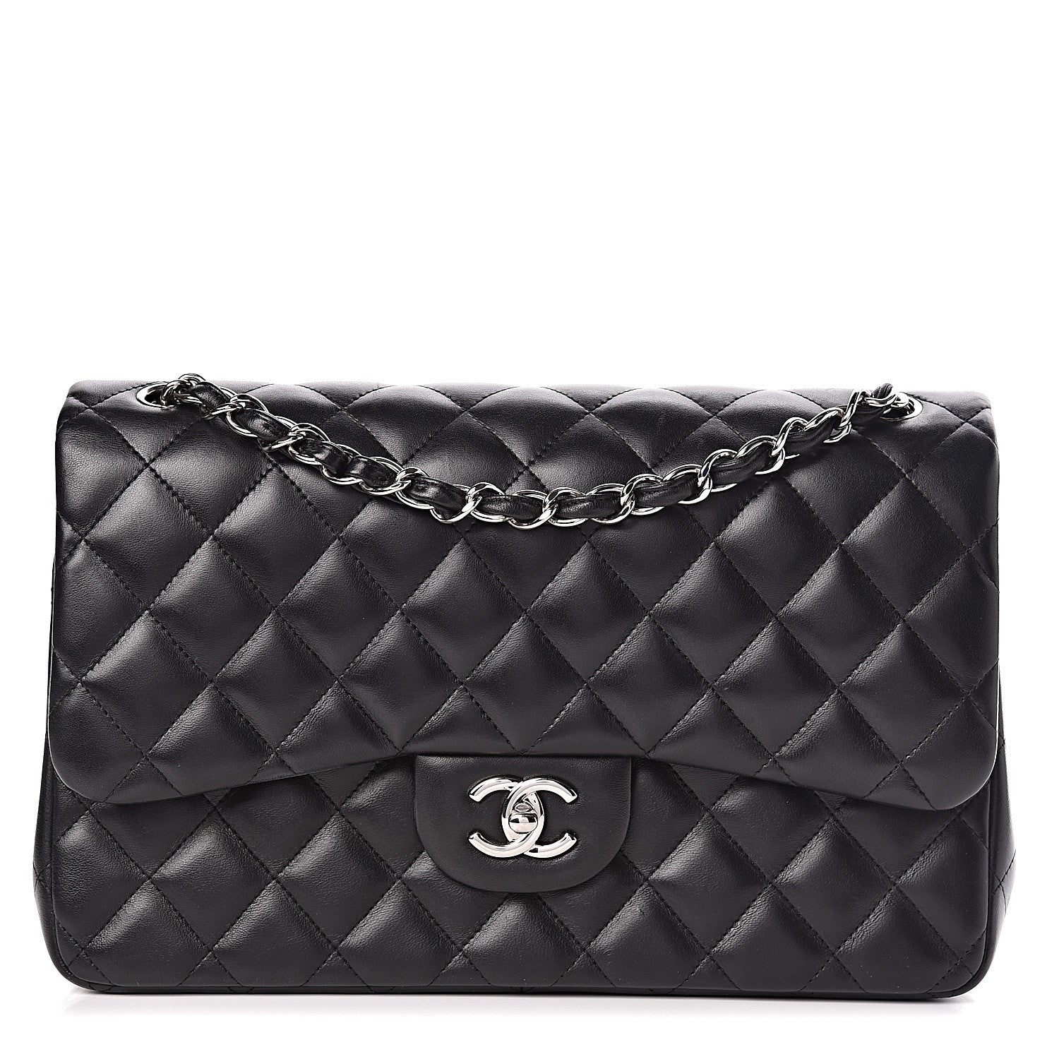 Chanel Lambskin Quilted Jumbo Double Flap Black 1 of 21