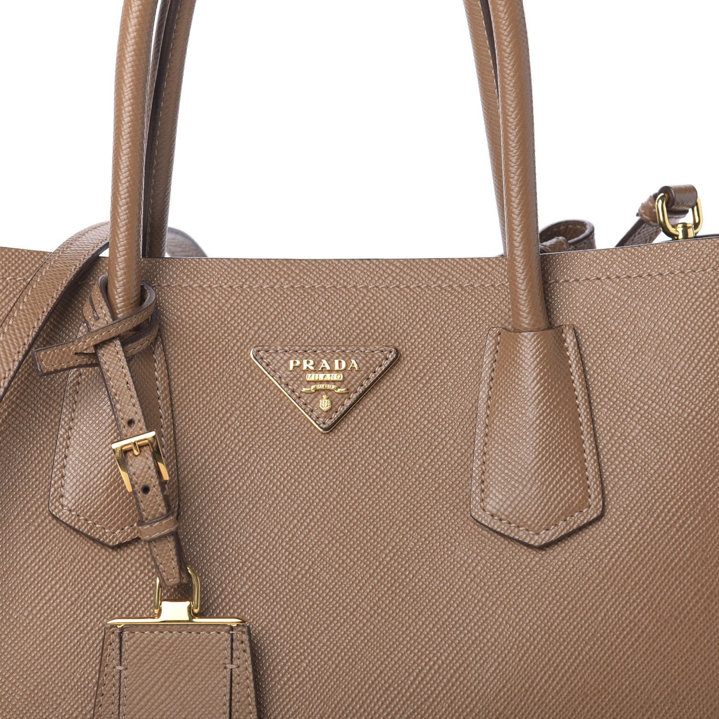 Saffiano Cuir Medium Double Bag Cannella Turchese