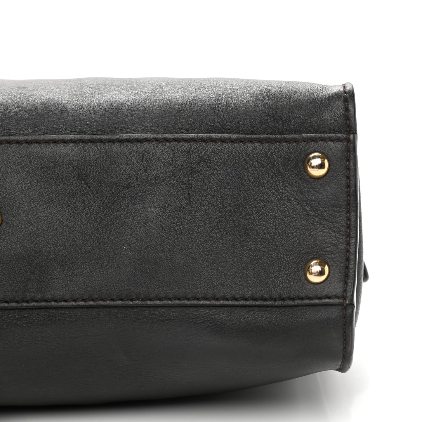 Vitello Seta Shiny Nappa Medium Peekaboo Iconic Satchel Dark Brown Yellow