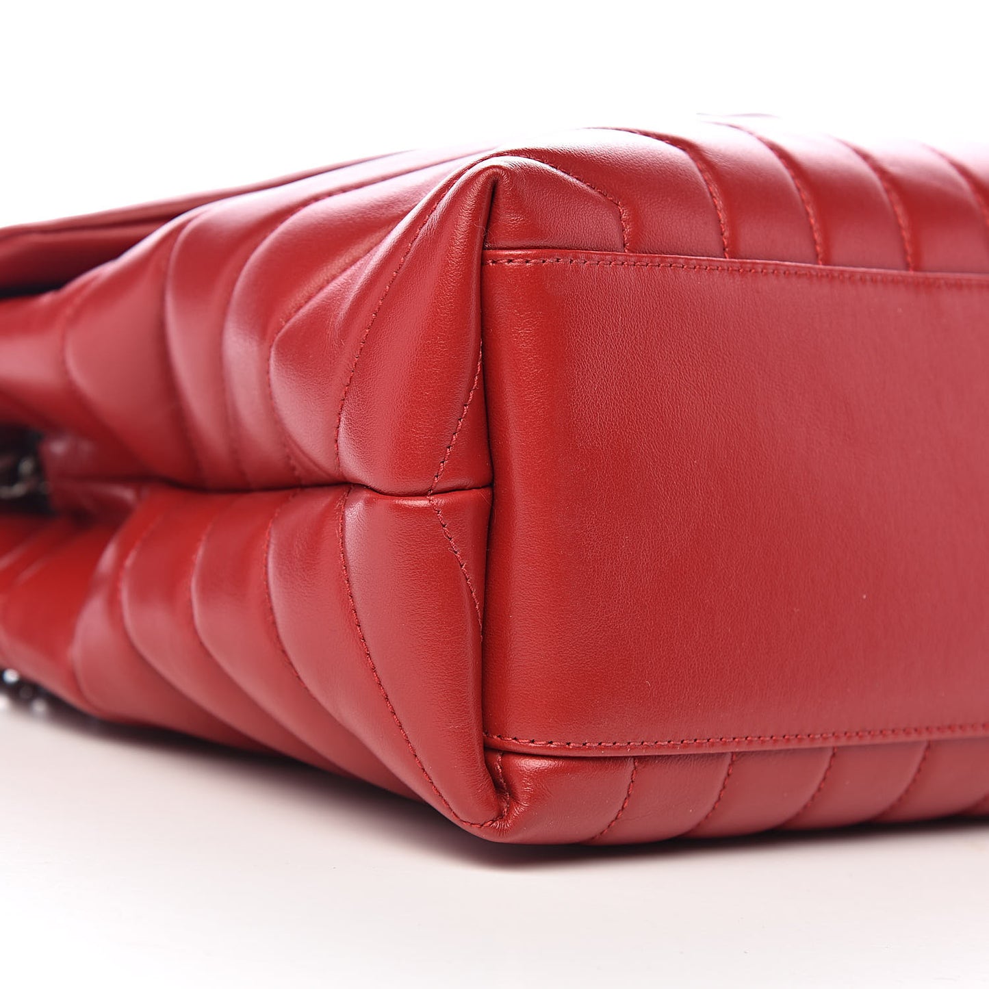 Calfskin Y Quilted Monogram Medium Loulou Chain Satchel Lipstick Red
