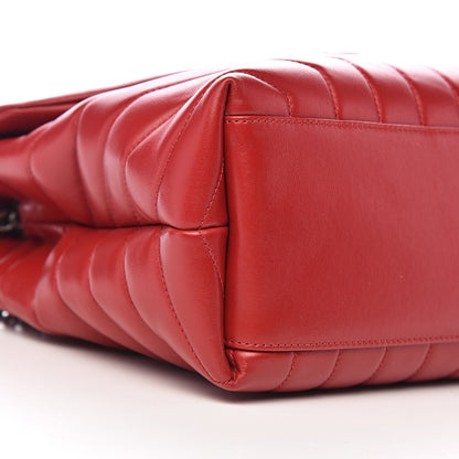 Saint Laurent Calfskin Y Quilted Monogram Medium Loulou Chain Satchel Lipstick Red 9 of 11