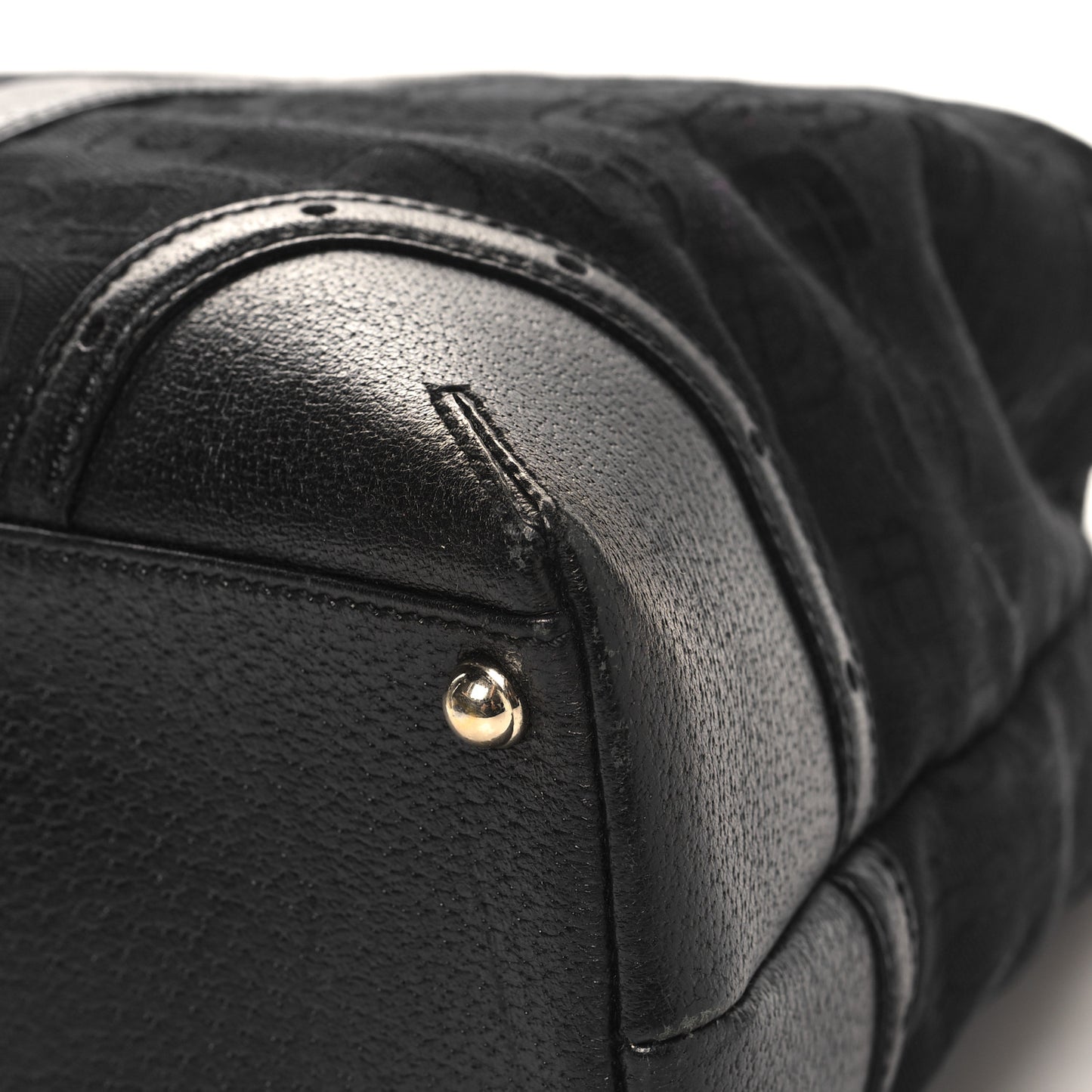 Canvas Horsebit Large Glam Shoulder Bag Black