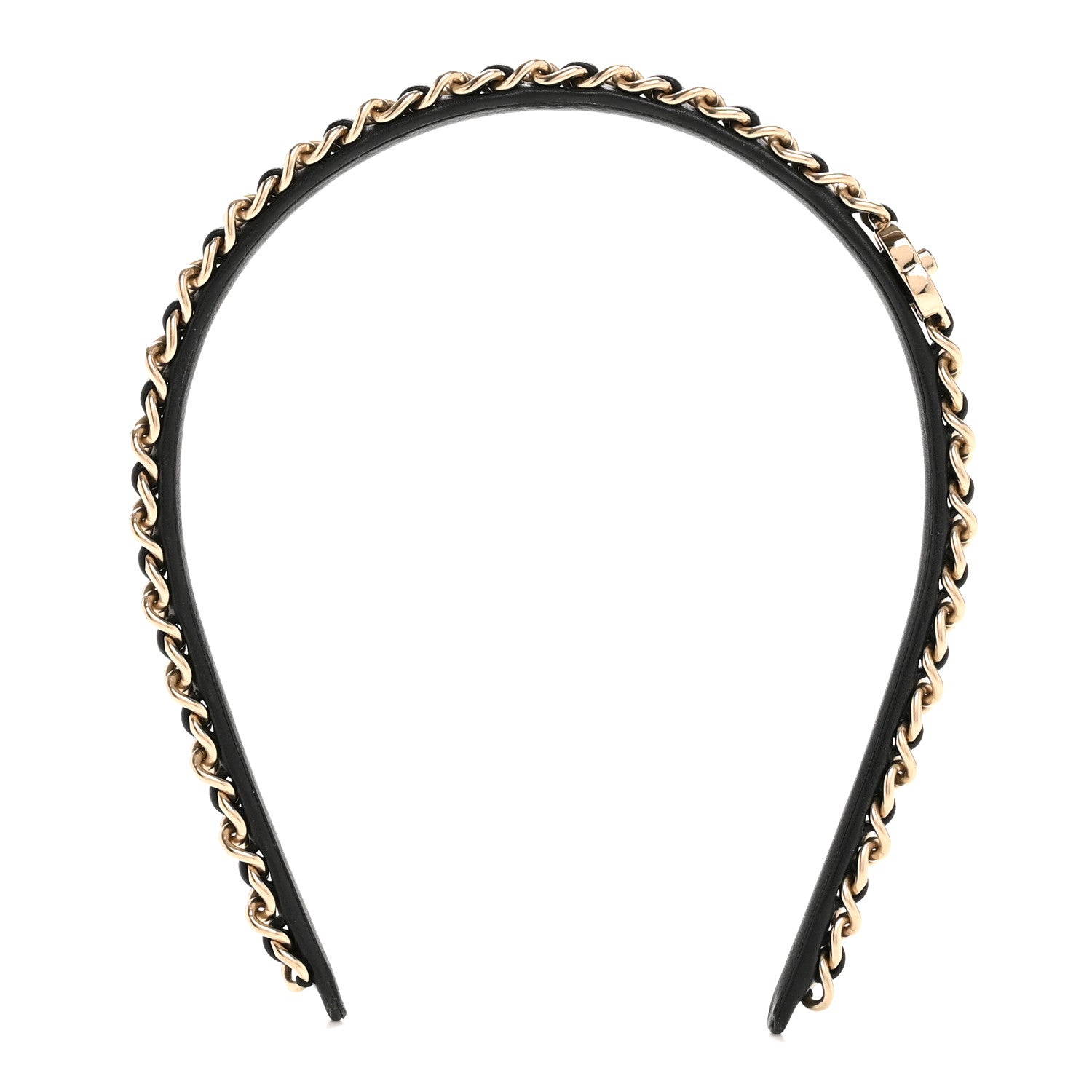 Chanel Metal Lambskin CC Turnlock Chain Headband Gold Black 1 of 5