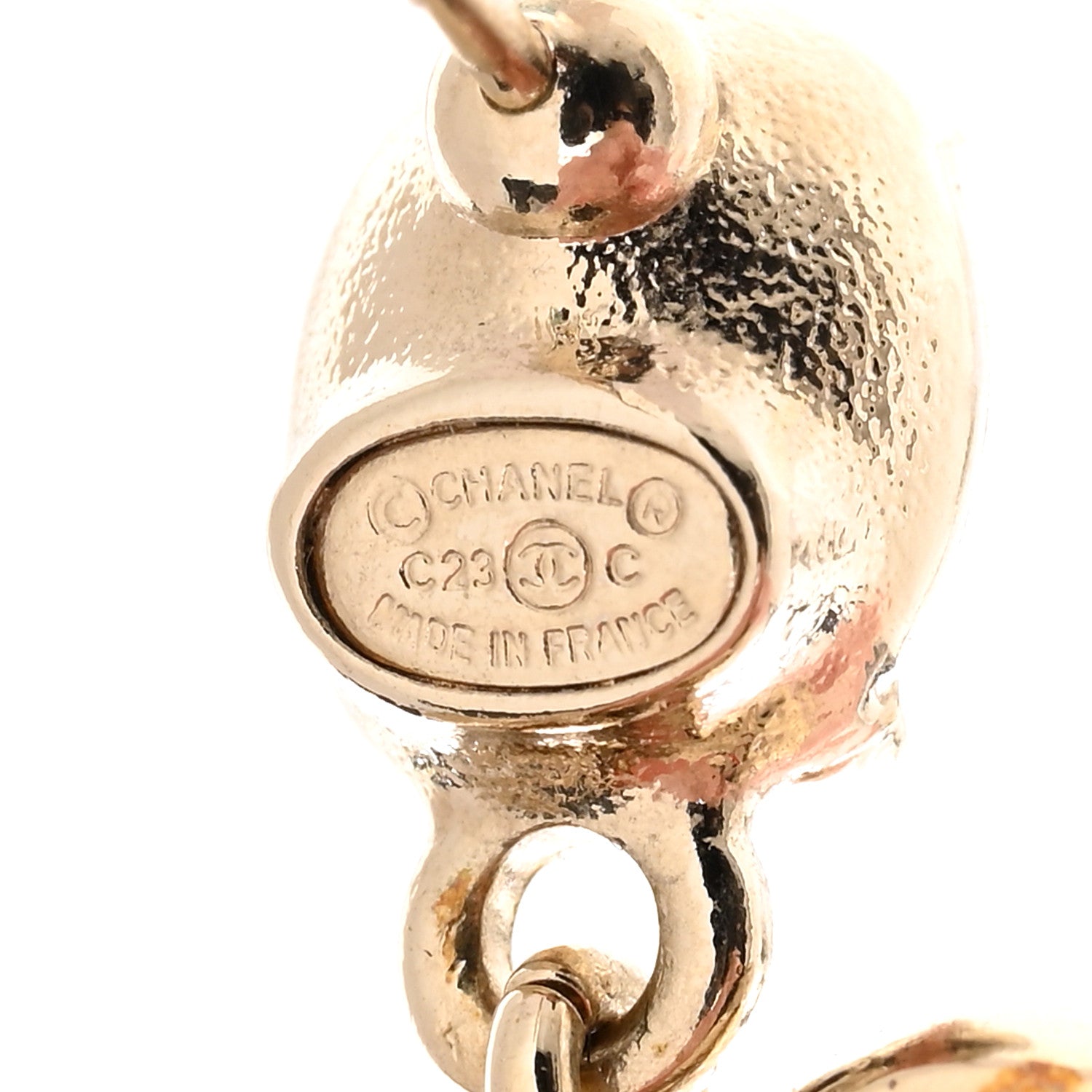 Chanel Metal Crystal CC Heart Drop Earrings Gold 3 of 5