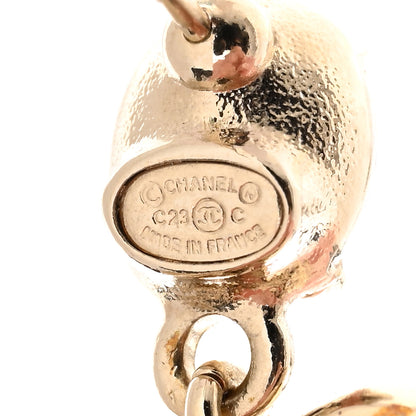 Chanel Metal Crystal CC Heart Drop Earrings Gold 3 of 5