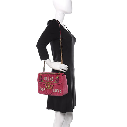 Gucci Velvet Matelasse Blind for Love Embroidered Medium GG Marmont Shoulder Bag Light Raspberry Rose Multicolor 2 of 10