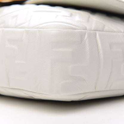 Fendi Nappa FF 1974 Embossed Large Baguette White 9 of 10
