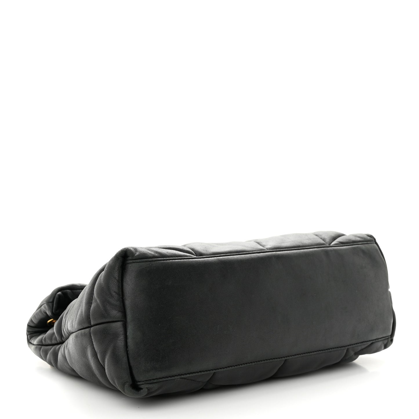 Lambskin Quilted Medium Loulou Puffer Monogram Chain Satchel Black