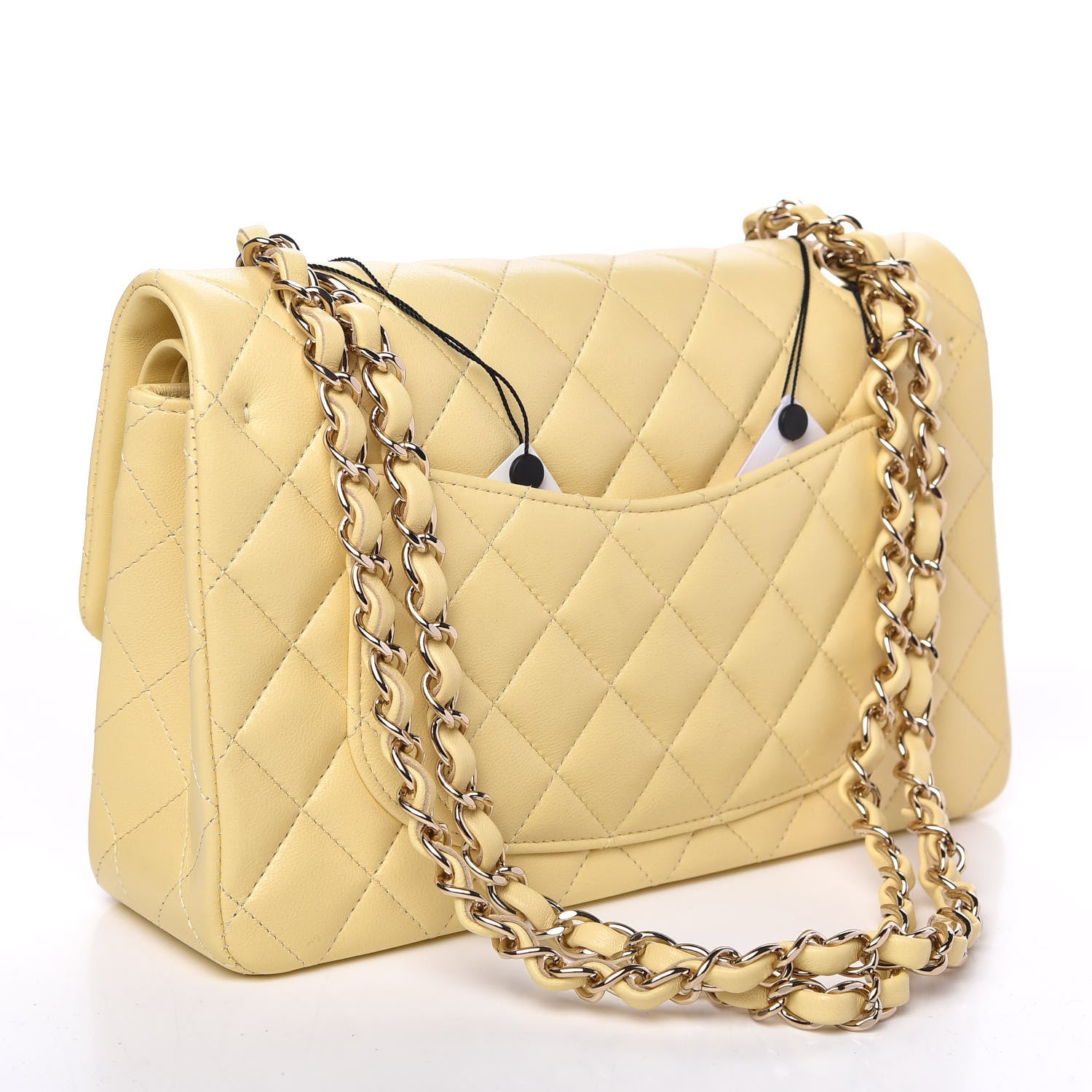 Chanel Lambskin Quilted Small Double Flap Yellow 3 of 10