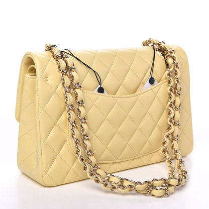 Chanel Lambskin Quilted Small Double Flap Yellow 3 of 10