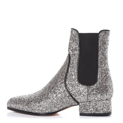 Jimmy Choo Glitter Monty Ankle Boots 35 Silver 1 of 12