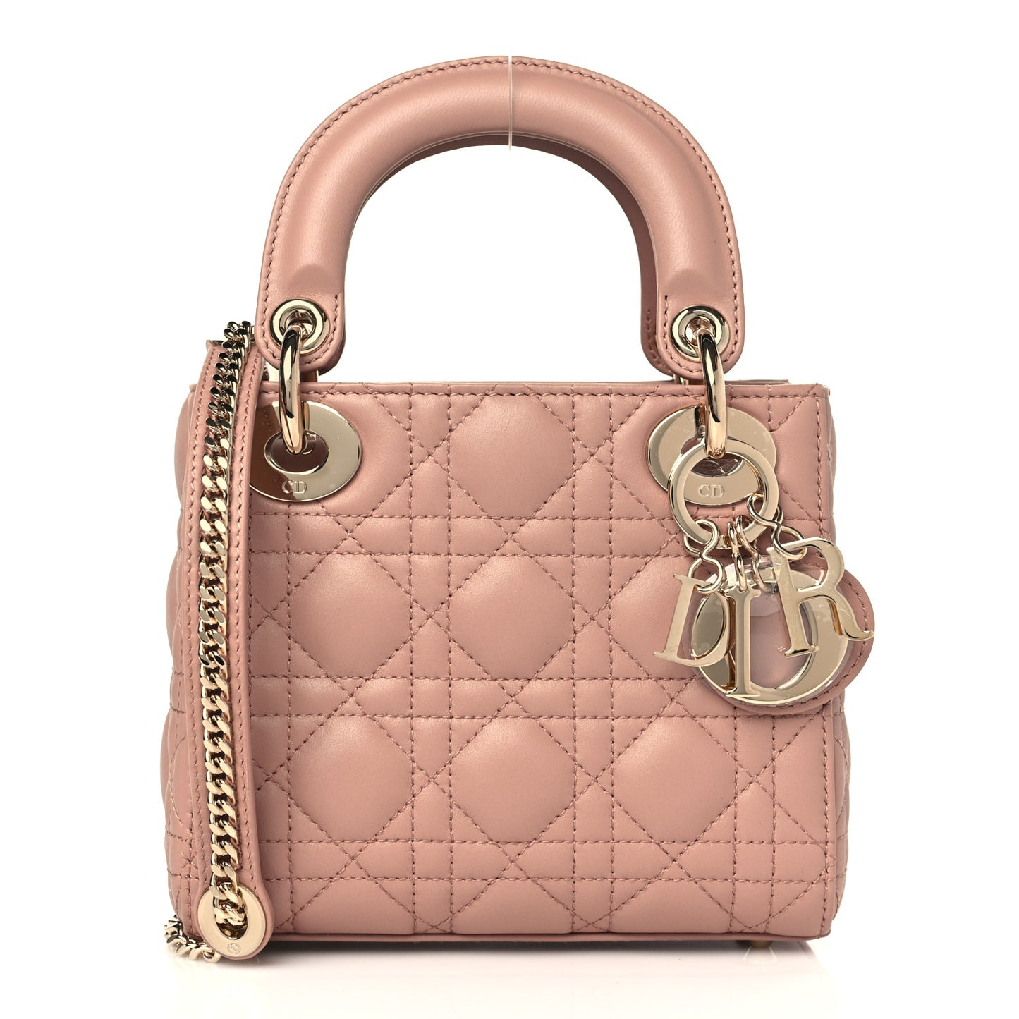 Lambskin Cannage Mini Lady Dior Rose De Vents