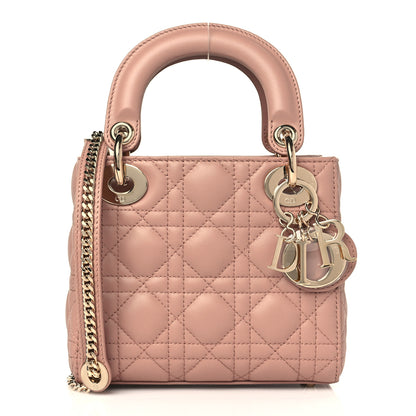 Christian Dior Lambskin Cannage Mini Lady Dior Rose De Vents 1 of 10