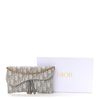 Christian Dior Oblique Saddle Chain Long Wallet Grey 15 of 15
