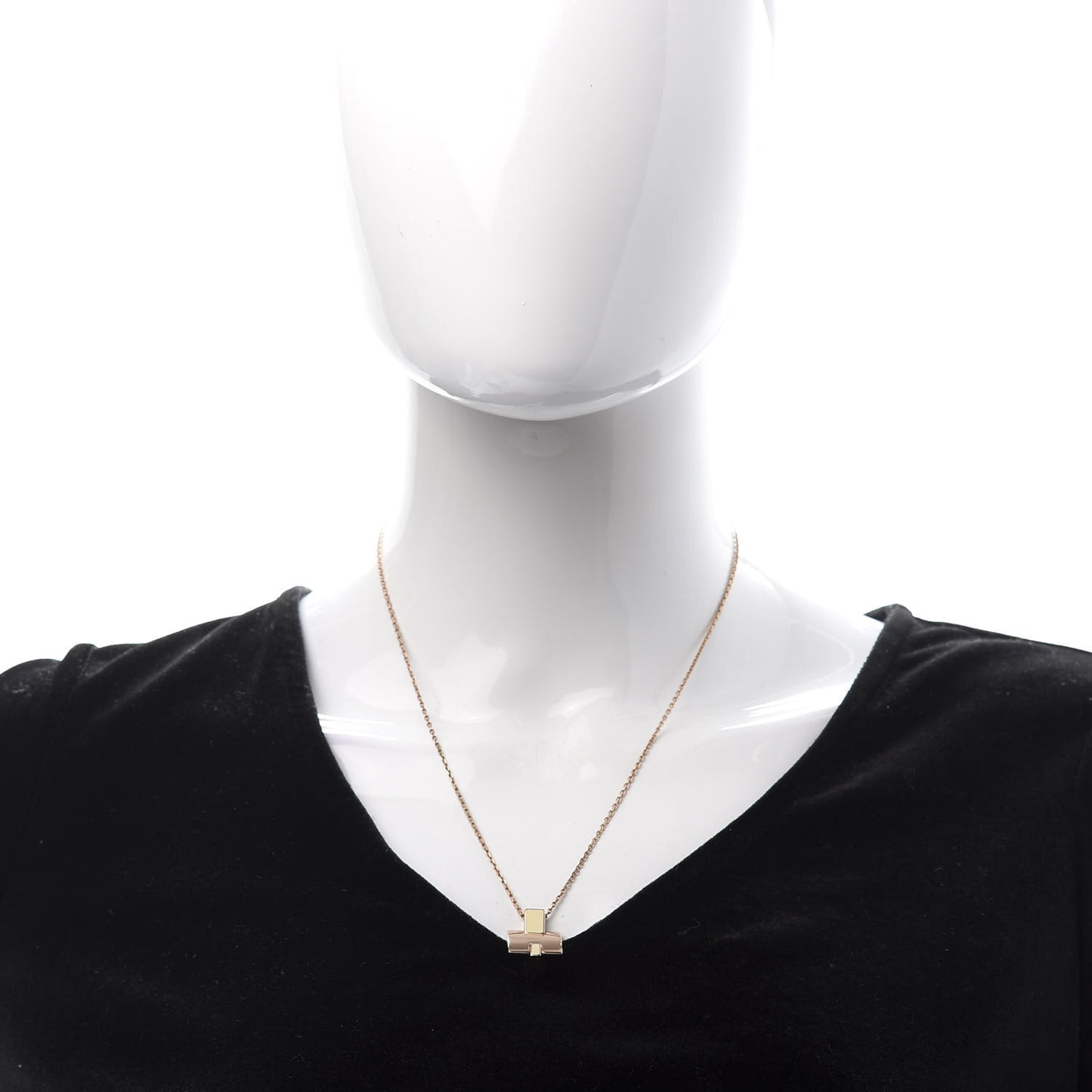 Rose Gold Plated Lacquered Eileen Pendant Necklace Ecru