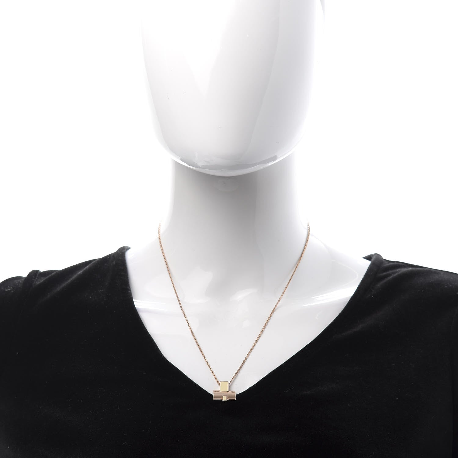 Hermes Rose Gold Plated Lacquered Eileen Pendant Necklace Ecru 2 of 7