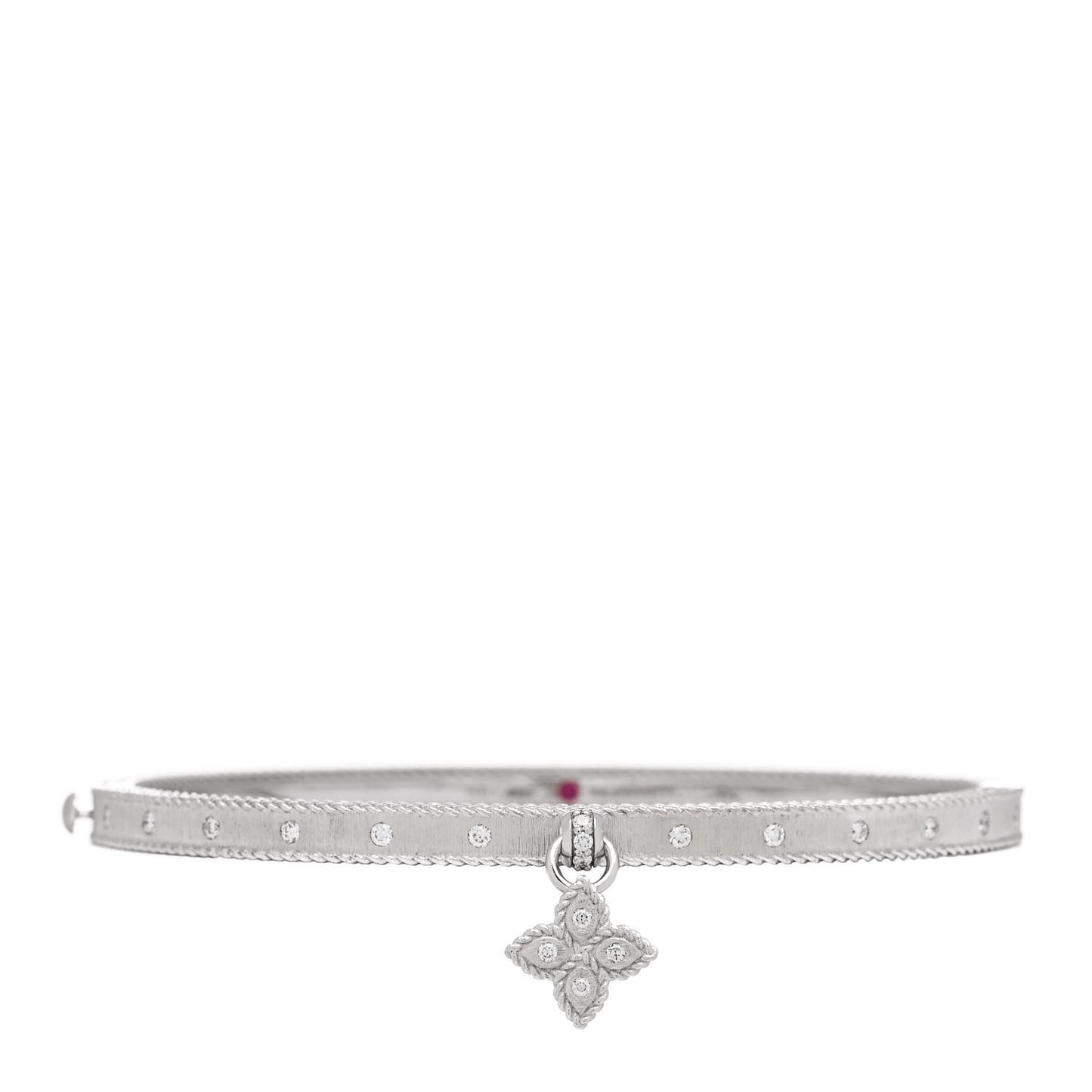 18K White Gold Diamond Princess Flower Symphony Flower Charm Bangle Bracelet