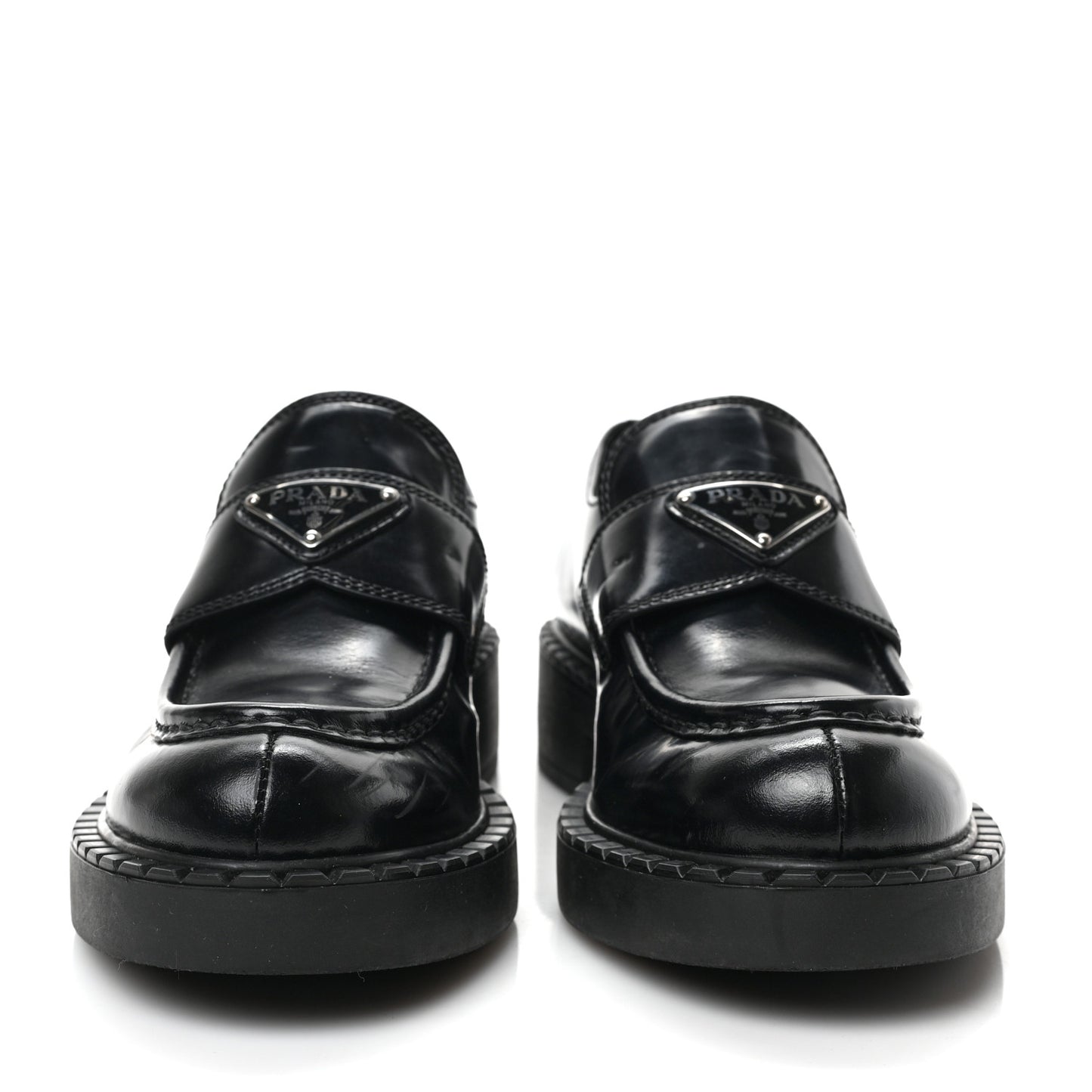 Spazzolato Metal Triangle Logo 50mm Loafers 37 Black
