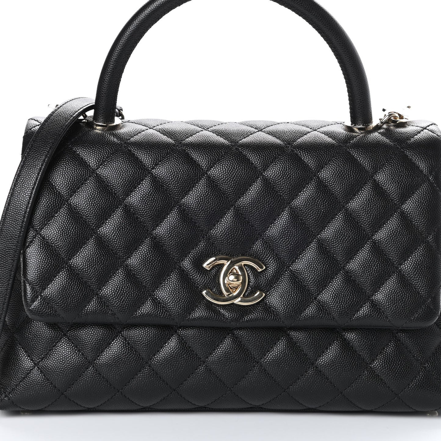 Caviar Quilted Small Coco Handle Flap Black