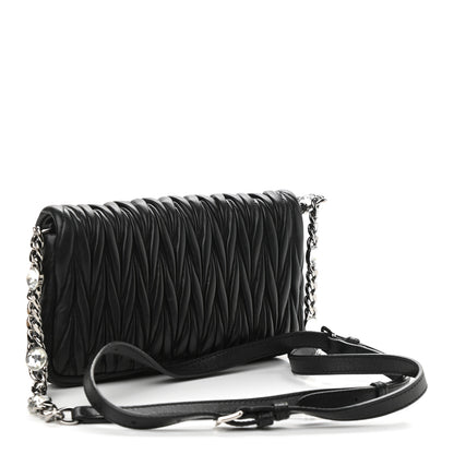 Miu Miu Nappa Matelasse Crystal Chain Crossbody Bag Black 3 of 9