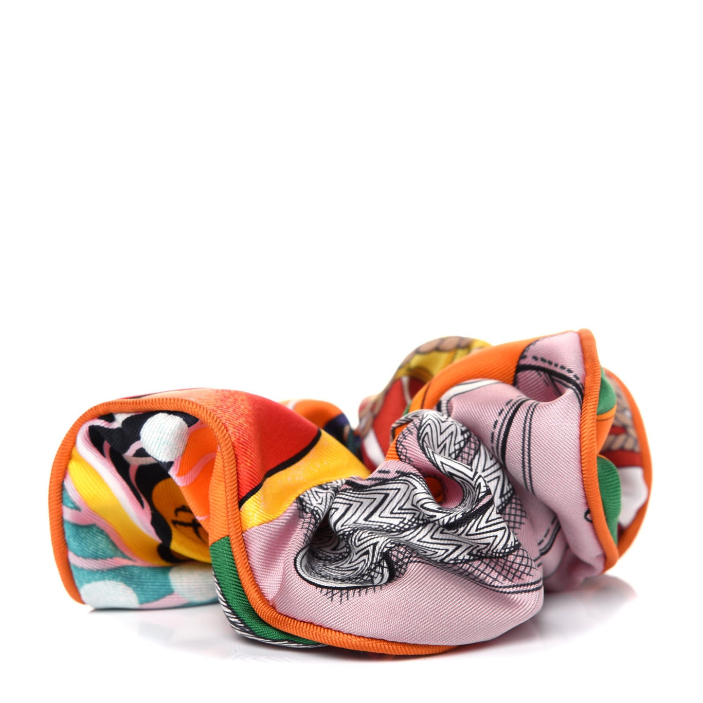Silk Patchwork Claudia Scrunchie Orange Fruite